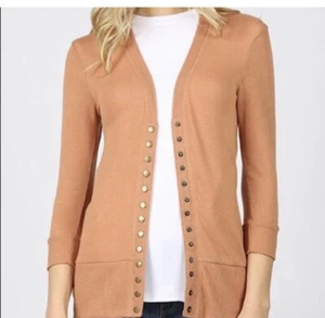 ZENANA Outfitters Full Snap Knitted Light Weight Snap Cardigan Sweater New - Picture 1 of 4