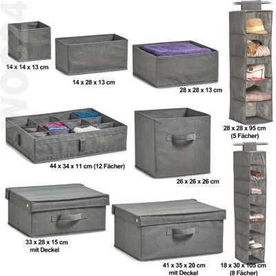 Aufbewahrungsbox Organizer Ordnungsbox Regal Korb Bad Büro Box Deckel grau Stoff - Bild 1 von 2