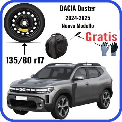 Ruotino Di Scorta 17 5Fori Dacia Duster 135/80 r17 Kit Sacca Guanti Cacciavite - Immagine 1 di 4