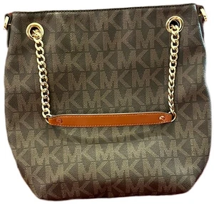 Michael Kors Jet Set Repeat Logo Crossbody Bag Purse W/Chain Link Handles - Picture 1 of 8