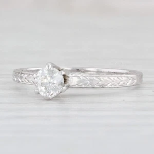 Antique 0.24ct Round Diamond Solitaire Engagement Ring 18k White Gold Size 6 - Picture 1 of 8