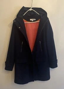 Boden Womens Boiled Wool Coat Navy/Pink Hood US 8 - Picture 1 of 10
