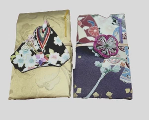 Congratulatory gift bag mizuhiki &Hina doll 2set Made from Japanese Obi belt - Picture 1 of 9