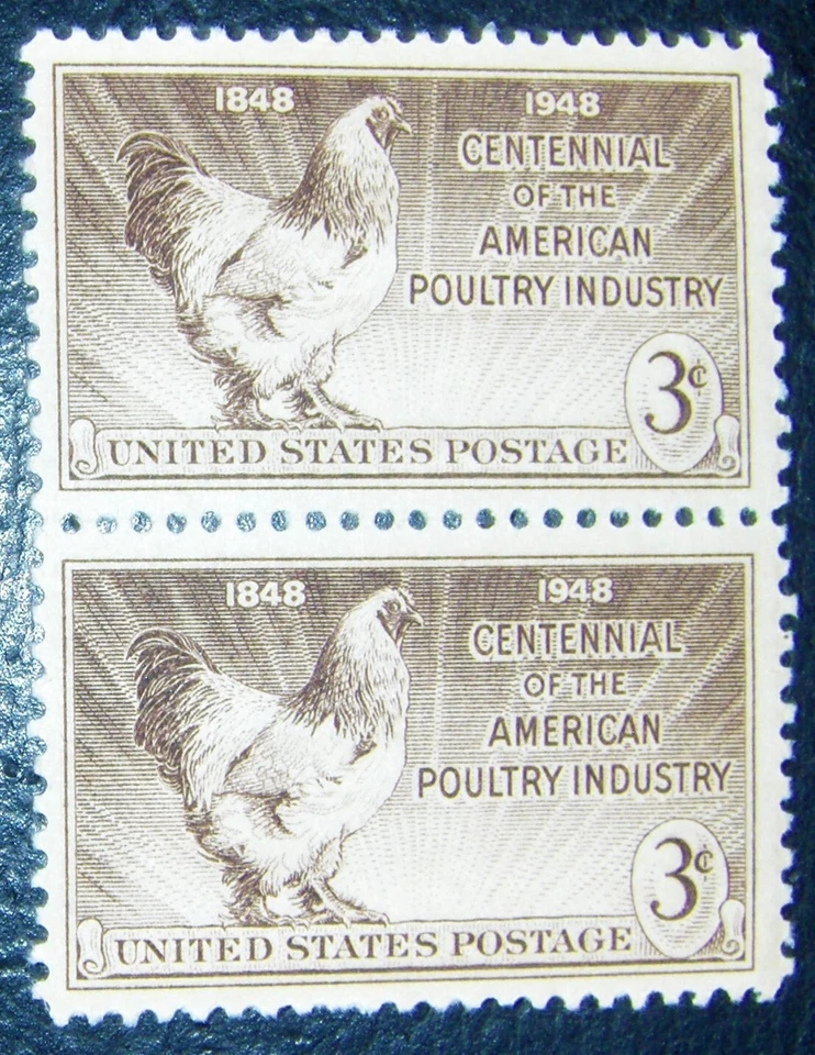 US 3¢ stamp SC #968 American Poultry Industry MNH 1948 pair - Image 1 of 1