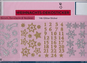 1 Pack. 8 Bogen 146 Deko Glitter Sticker Aufkleber Weihnachts Dekosticker Sticke - Bild 1 von 2