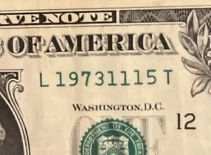 11/15/1973 Birthday Anniversary Date Note November 15th 1973 $1 Dollar Bill - Picture 1 of 4