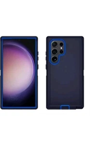 For Samsung Galaxy S24 S24+Ultra Phone Case Shockproof Rugged Black With Blue - Picture 1 of 7