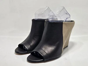 VinceKarin Colorblock Wedge Slide Black /WoodsmokeWomen's Size US 10 EU 41.5 - Picture 1 of 14