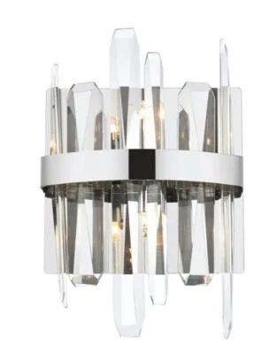 Arandela de parede cristal luminária cromada sala de jantar foyer quarto banheiro 8" - Imagem 1 de 4