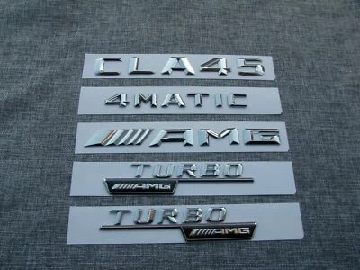 1 set Chrome Letters Emblem Badges for CLA45 TURBO AMG 4MATIC - Imagem 1 de 3