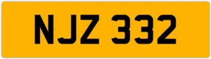 NJZ 332 N 3x3 DATELESS PRIVATE NUMBER PLATE NAT NAD NADIA NEL NEIL NIALL NINA NS - Picture 1 of 1