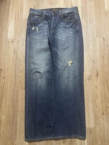 Pantalones de mezclilla desgastados vintage Y2K Ed Hardy botones mosca para hombre talla 32x30 - Imagen 1 de 11
