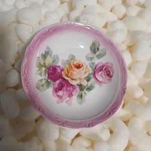 Plato de porcelana OG Germany China floral rosas rosas 4,45" x 1" - Imagen 1 de 2