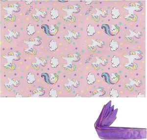 6 Sheets Unicorn Gift Wrap & 6 Ribbon Bows Set for Girls Birthday 70x50cm - Picture 1 of 5