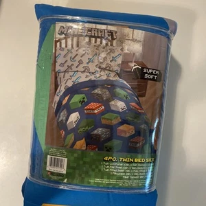 Kinder Twin Size Minecraft Bettset 4-teiliges Set NEU - Bild 1 von 11