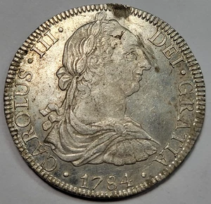 1784 Mo Mexico Silver 8 Reales Gem UNC Details Obv Scratch Booming Luster *K431 - Picture 1 of 7