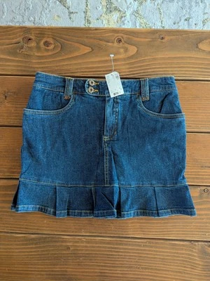 ROXY 女孩 16 码蓝色牛仔牛仔荷叶边下摆 Skort Fron 限量 - 全新带标签 — 第 1/4 张图片