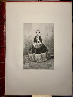 Dame du grand monde 1857 Stahlstich Grafik Gravure Frankreich Mode Kunst Selten - Bild 1 von 2
