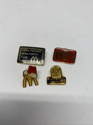 VTG 1990s Mcdonalds Employee Pins Lot Of 4 Pinback Awesome Crew- Crew Member - Image 1 of 4