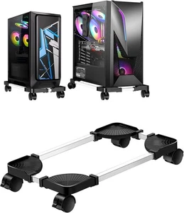 RayLove Mobile CPU Stand, Adjustable Size with 4 Caster Wheels, - Picture 1 of 8