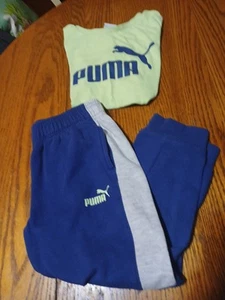 Puma Blue/ Green Boys Shortsleeve Shirt / Sweatpants Suite Sz6 - Picture 1 of 5