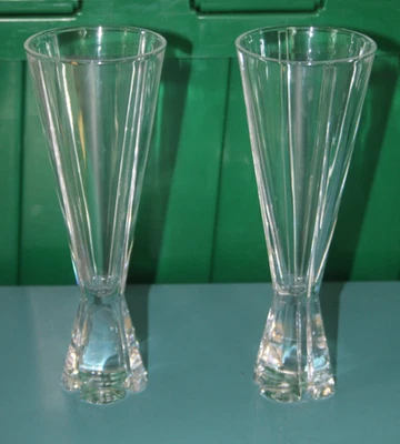 LOT OF 2 MIKASA HAVANA CHAMPAGNE FLUTE GLASS ART DECO MCM CRYSTAL VERY LIGHT USE - Image 1 of 4