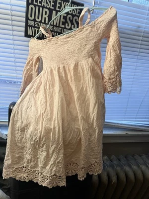 Biscotti Pink Girls Dress Size 10  Spaghetti Strap W Attached Butter Fly Arms - Image 1 of 4