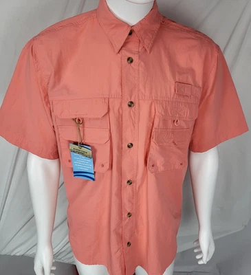 Camisa Rugged Earth Para Hombre Talla L Salmón Ventilada Multi Bolsillo Manga Corta Pesca Foto 1 de 4