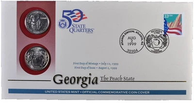 1999 Georgia US Mint Official Commemorative States Quarter First Day Cover - Image 1 of 2