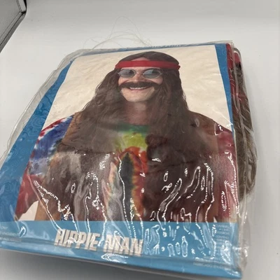 Peluca y bigote hombre hippie California Costumes talla única marrón Foto 1 de 4