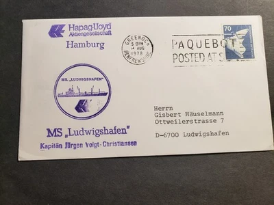 German Cargo Ship MS LUDWIGSHAFEN Naval Cover 1978 Paquebot Cachet GREENOCK, UK - Image 1 of 2
