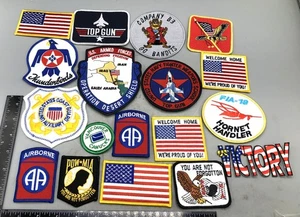 Lot of 18 Vintage Americana Retro Patriotic Morale Patches Veterans Military USA - Picture 1 of 4