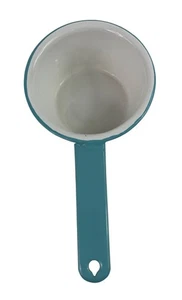 Cacerola vintage esmaltada azul y blanca de 5" - Imagen 1 de 11