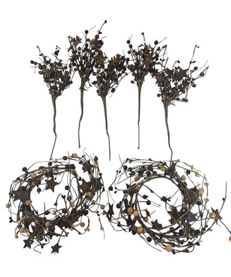 Anillo de vela estrella de metal oxidado Pip Berry y juego de selección/7 casa de campo rústica primitiva Foto 1 de 4