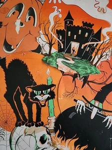 Juego de colección BEISTLE de HALLOWEEN troquelado en relieve Jack O'Lantern bruja gato casa - Imagen 1 de 11