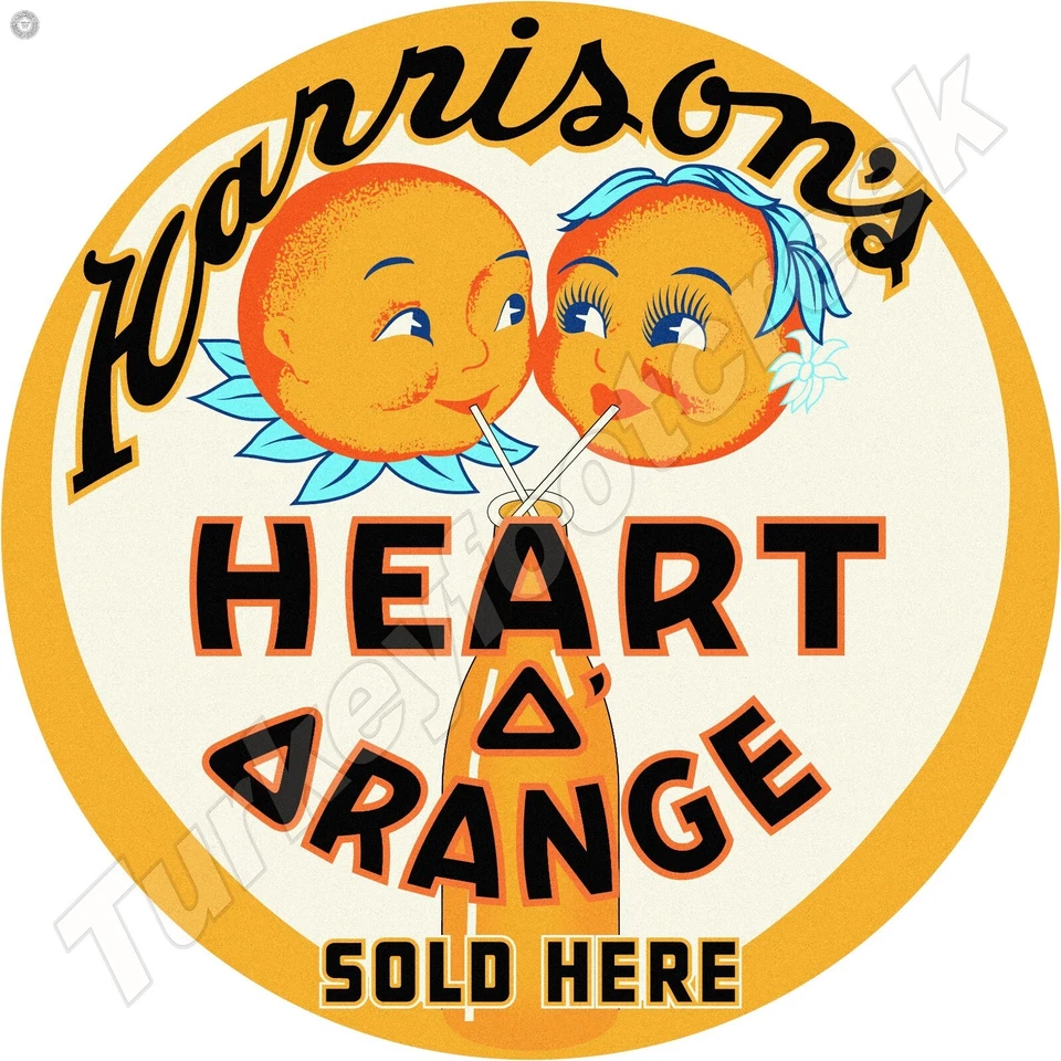 Harrison's Heart Orange 11.75" Round Metal Sign - Image 1 of 1