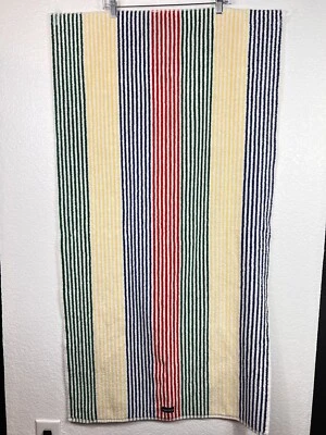 Nautica Bath Towel 100% Cotton Pin Striped Red Blue Yellow Green Made in USA - Image 1 of 4