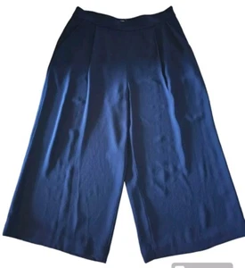 Diane von Furstenberg Womens Blue High Rise Wide Leg Culottes Pants Size 14 - Picture 1 of 14
