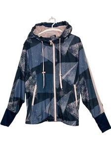Zyia Active XL Jacket Hooded Activewear Coat Blue Full Zip Thumb Hole Cuffs - Picture 1 of 8