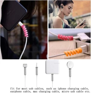 Protector Spiral wire Cord Saver for Usb Cable charger end Headphone Earphone - Photo 1 sur 11