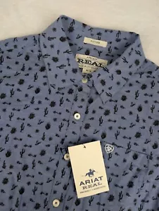 Ariat Real Kirby camicia manica lunga donna media aderente blu deserto AOP rodeo - Foto 1 di 10