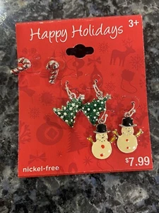 Target Candy Cane Tree Snowman Earrings Nickel-free Christmas Festive Set - Picture 1 of 2