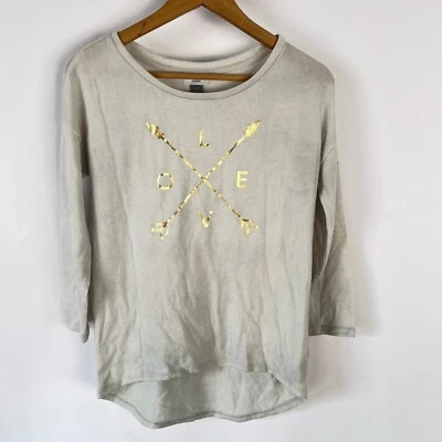 Old Navy Womens Knit T-Shirt Top Size XL Beige Graphic Print Love Scoop Neck - Image 1 of 4