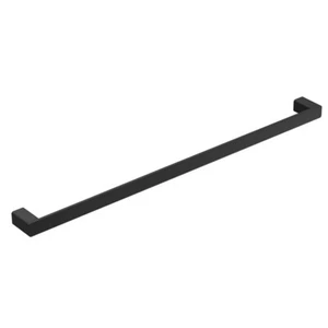 Matt Black 800mm Soft Rounded Square Single Towel Rail Brass Wall Mounted - Picture 1 of 3