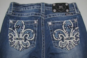 Womens Miss Me Signature Stretch Boot Jeans. Size 27 Blue. 32 1/2" Inseam. - Picture 1 of 5