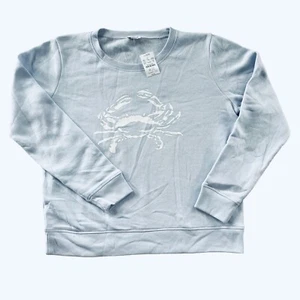 J.Crew Factory Crab Pullover Sweatshirt M Periwinkle Blue Long Sleeve NWT NEW - Picture 1 of 9