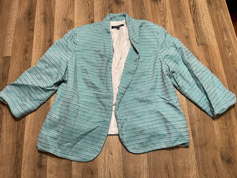 Chaqueta Evan Picone, Mujer Talla Grande 18W, Azul Blanco, Blazer Foto 1 de 4