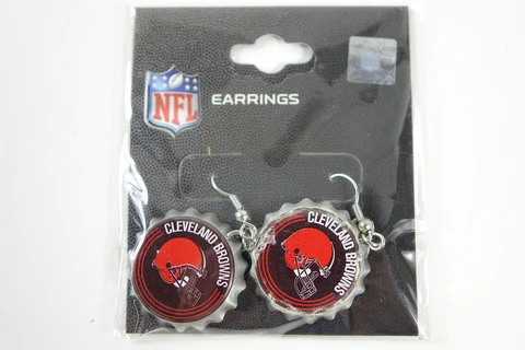 NFL Cleveland Browns Earrings Bottle Cap 12 x 6" Cover