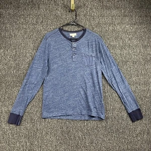 J Crew Shirt Mens Medium Slim Henley Blue Long Sleeve - Picture 1 of 7
