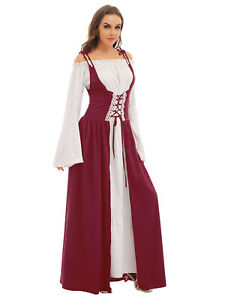 Vintage Women Renaissance Medieval Halloween Fancy Dress Gothic Cosplay Costume
